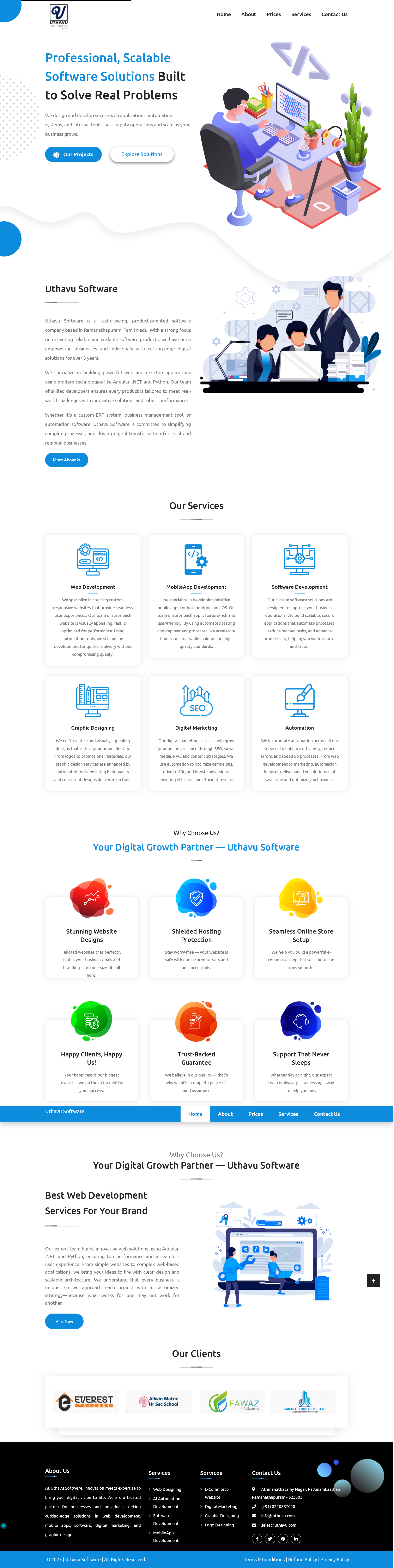 Uthavu Software - Custom Software Solutions Hub interface presentation